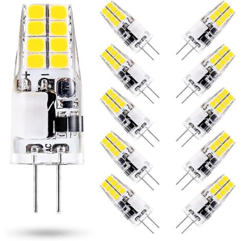 Ampoule LED G4 3W,6000K Blanc Froid,Équivalent 35W G4 Ampoule Halogène,AC/DC 12V,300 Lumens,Non Dimmable,Lot de 10