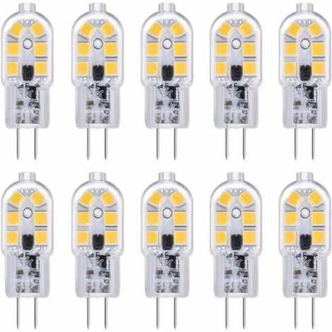 Ampoule LED G4 , Ampoule G4 LED 12V 2W Blanc Froid 6000K, 200LM, Équivalent Halogène G4 Bi-pin 10W 20W, LED Lampe G4 12V AC/DC pour Camping Car/Hotte Cuisine, non-dimmable, lot de 10