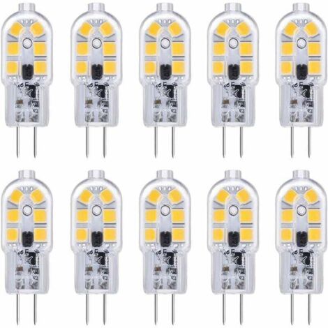Ampoule LED G4 , Ampoule G4 LED 12V 2W Blanc Froid 6000K, 200LM, Équivalent Halogène G4 Bi-pin 10W 20W, LED Lampe G4 12V AC/DC pour Camping Car/Hotte Cuisine, non-dimmable, lot de 10,
