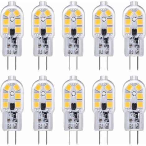Ampoule LED G4 , Ampoule G4 LED 12V 2W Blanc Froid 6000K, 200LM, Équivalent Halogène G4 Bi-pin 10W 20W, LED Lampe G4 12V AC/DC pour Camping Car/Hotte Cuisine, non-dimmable, lot de 10