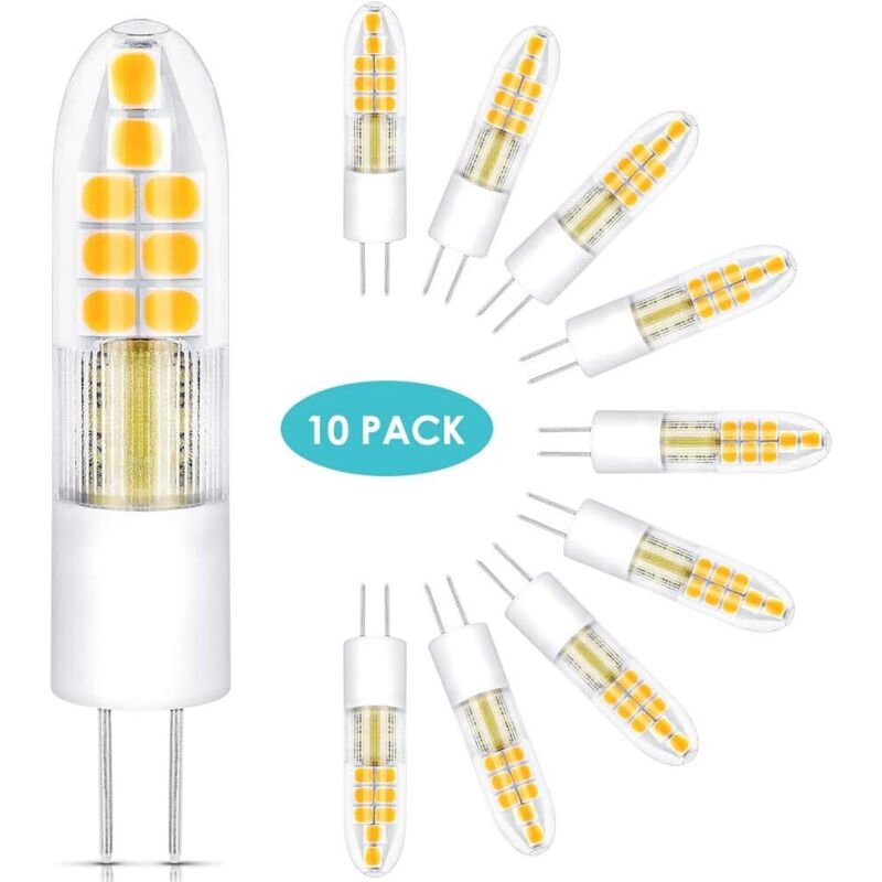 Ampoule à LED G4, Lot de 10 Ampoule à LED, 360° Angle de Faisceaux, 3000K Blanc Chaud, AC / DC12V 30W