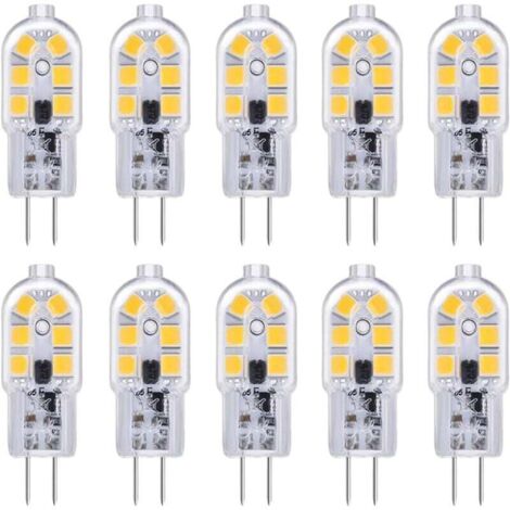 Ampoule LED G4 pour hotte aspirante 12 V 2 W Blanc froid 6000 K, 200 lm, équivalent halogène G4 bi-broches, 12 V AC/DC, lampe LED G4 pour camping-car/hotte de cuisine, non variable, lot de 10 [Classe