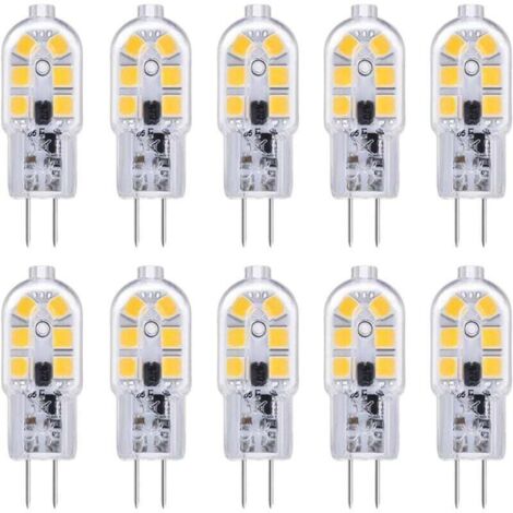 Ampoule LED G4 pour hotte aspirante 12 V 2 W Blanc froid 6000 K, 200 lm, équivalent halogène G4 bi-broches, 12 V AC/DC, lampe LED G4 pour camping-car/hotte de cuisine, non variable, lot de 10 [Classe