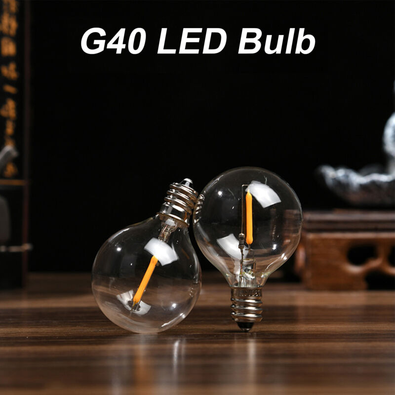 Ampoule led G40 E12 Remplacement, IP44 Étanchéité 220V 2700K Ampoules led Guirlandes Extérieur, 1W=10W Incandescente, Ampoule led Filament G40 Globe