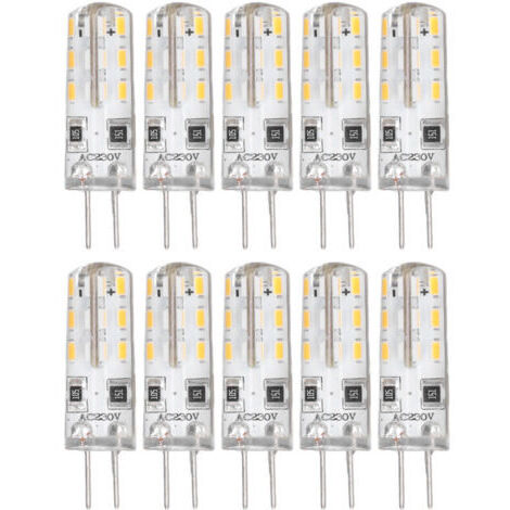 Ampoule LED G4,10 pièces G4 ampoule LED Bi broche Base Silicone blanc chaud 3000K 1.5W AC220V 110LM paysage ampoules remplacement
