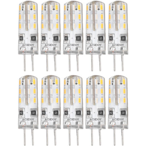 Ampoule LED G4,10 pièces G4 ampoule LED Bi broche Base Silicone blanc chaud 3000K 1.5W AC220V 110LM paysage ampoules remplacement