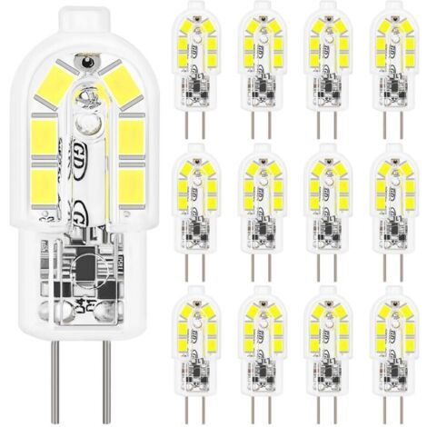 Ampoule LED G4,12PCS Ampoules led 2W Equivalent 20W Halogène Lampe, Ampoule G4 Blanc Froid 6000K 200LM Sans Scintillement Non Dimmable AC/DC 12V Économie Ampoules pour Chambre Salon Cuisine Jardin [Cl