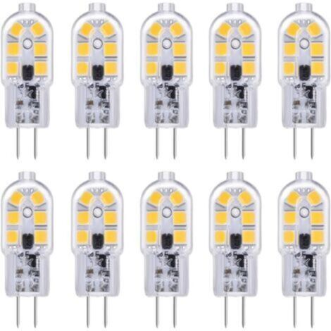 Ampoule LED G4　Lot de 10 ampoules LED G4 12 V 2 W blanc froid 6000 K, 12 LED, remplacement pour ampoule halogène G4 10 W-20 W, 200 lm, AC DC 12 V G4 Bi Pin Capsule LED pour hotte aspirante/lustre, non