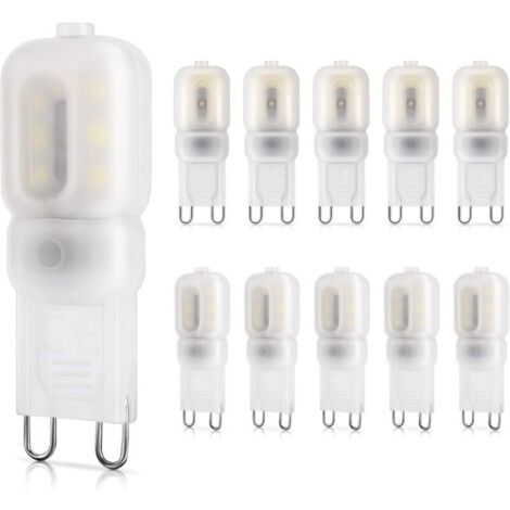 Ampoule LED G9 2W, Équivalent à 20W halogène, 260LM, Lumière blanc froid 6000K, Non-dimmable, 220-240V, Ampoules à économie d'énergie, Lot de 10 [Classe énergétique E]
