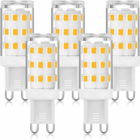 Ampoule LED G9 3000K blanc chaud 3W, ampoule LED à douille G9 à deux broches (équivalent halogène 40W), ampoules G9 à économie d'énergie pour lustre, pas de scintillement, non dimmable,5 paquets [Clas