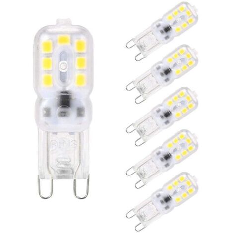 Ampoule LED G9 3W, 14 x 2835 SMD Ampoules LED Économie d'énergie, Equivalente 30W Halogène, Lumière Blanc Froid 6000K, 300Lumens, 360° Angle de Faisceaux, AC 220-240V, Non dimmable, Lot de 6
