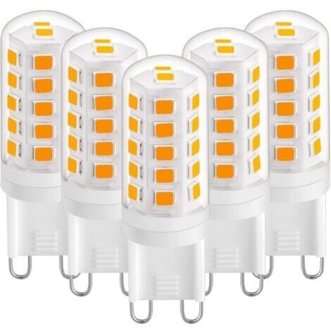 Ampoule LED G9 3W Blanc Chaud 2700K, Ampoules LED G9 420LM, Équivalent à une Ampoule Halogène 28W 40W, Ampoules LED G9 Maïs pour Lampe de Bureau, Anti-Flicker, AC 220-240V, Paquet de 5