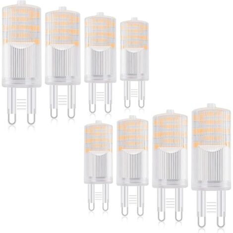 Ampoule LED G9, 5W 480LM Ampoule Led G9 Lampe, 50W Halogène Lumière Equivalente, Blanc Chaud 3000K, 360 Degrés Angle, AC 220-240V (Lot De 8)