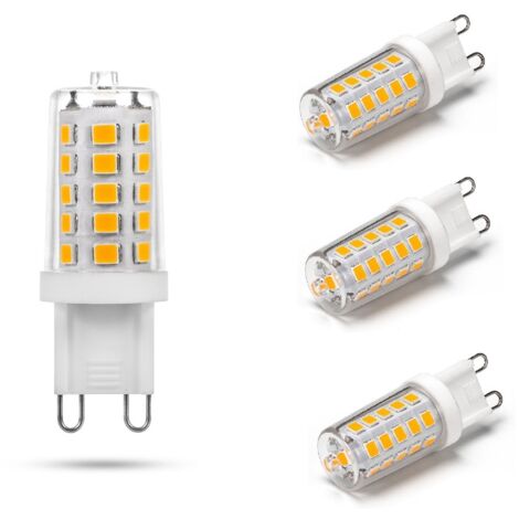Ampoule LED G9 5W, 500LM, équivalen 50W halogène, Blanc chaud 3000K, 220-240V, CRI 85, NON-Dimmable, Économie d'énergie, Base en céramique, Culot G9 Standard, Lot de 4 [Classe énergétique F]