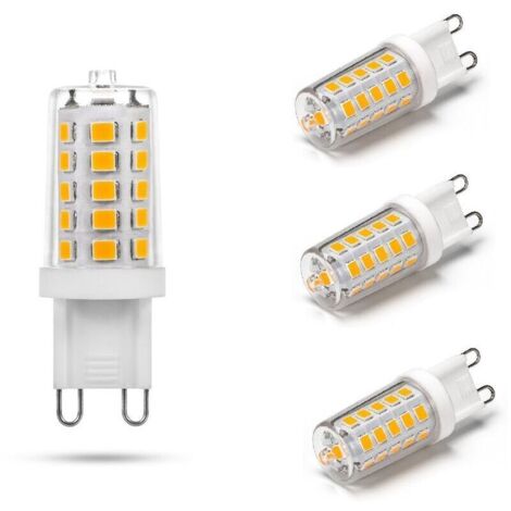 Ampoule LED G9 5W, 500LM, équivalen 50W halogène, Blanc chaud 3000K, 220-240V, CRI 85, NON-Dimmable, Économie d'énergie, Base en céramique, Culot G9 Standard, Lot de 4 [Classe énergétique F]