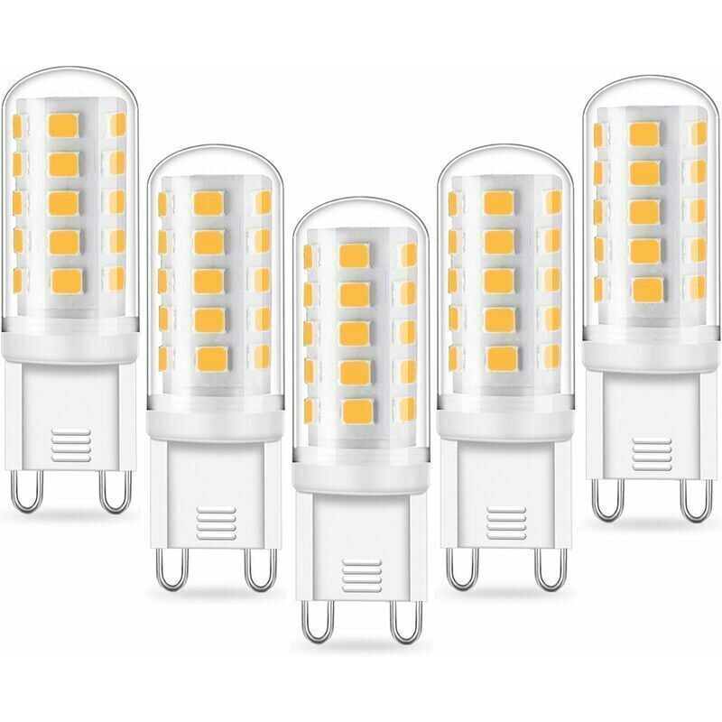 Ampoule LED G9 5W, Equivalent 40W , Blanc Froid 6000K, 220-240V, 360° angle de faisceau,NON-Dimmable， Pack de 5