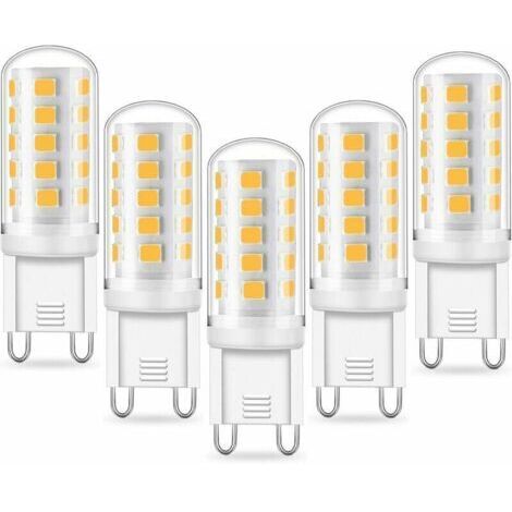 Ampoule LED G9 5W, Equivalent 40W , Blanc Froid 6000K, 220-240V, 360° angle de faisceau,NON-Dimmable， Pack de 5
