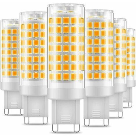 Ampoule LED G9 - 7W, Blanc Chaud 3000K, 650LM, Économie d'Énergie Équivalente à une Lumière Halogène de 60W, Angle de 360 Degrés, AC220-240V - Pack de 6