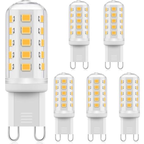 Ampoule LED G9 à intensité variable, 3W Blanc Chaud 2700K, équivalent à une Ampoule Halogène G9 de 40W, Ampoule LED à économie d'énergie, Sans Scintillement, pour éclairage Domestique, 6 Pièces