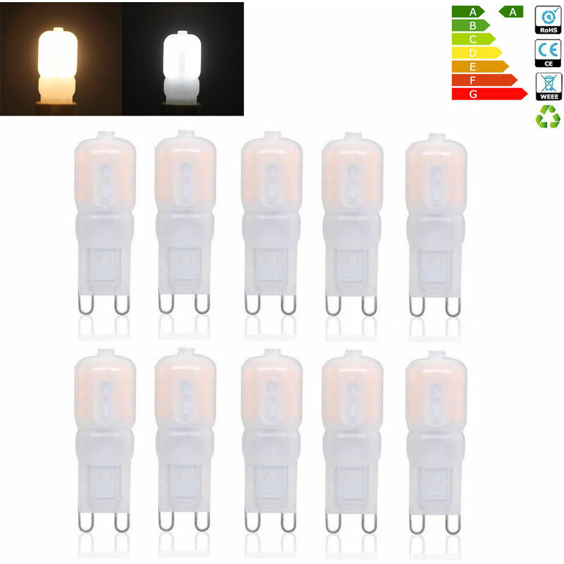 Ampoule LED G9, Bombubilla G9 LED 220V Blanc Froid 6000K 3W Equivalent à Halogène 30W Halogène non Réglable 10-pack