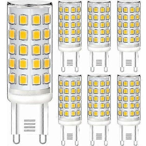 Ampoule LED G9 dimmable blanc chaud, 5 W, 230 V, équivalent à une ampoule halogène 40 W, 430 lm, 2700 K, angle de faisceau large 360°, 32 x 28,35 mm, lot de 6