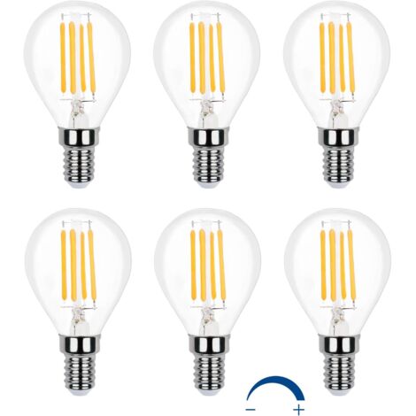 Ampoule LED Globe E14 Dimmable Blanc Chaud 2700K 400 Lumen, AC 230V, G45 E14 LED 4W Équivalent E14 40W incandescence, Ampoule Décorative E14 Globe LED Petite pour Lustre, lot de 6