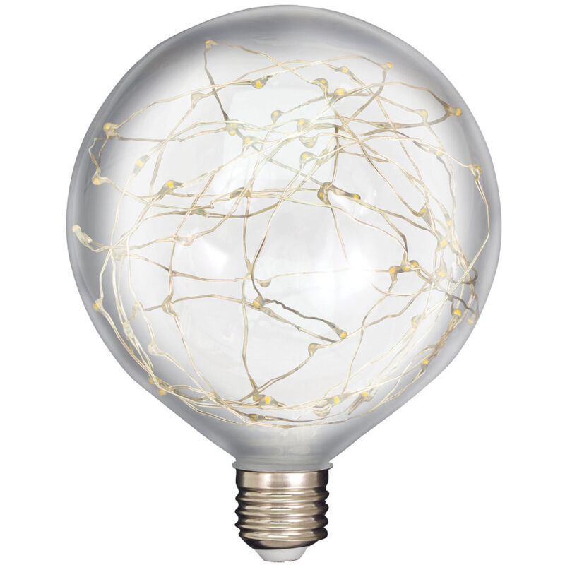 Ampoule LED Globe E27 Diam. 120mm, 1.5W, 55 lumens, 3000K Blanc-chaud, décorative, plastique haute résistance conçue pour l'extérieur - Tibelec