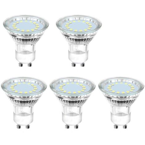 Ampoule LED GU10, 6500K, 4W, équivalent 50W lampe halogène, 450LM, Ampoule LED Spot Culot GU10, Non-dimmable, 230V, 110° Larges Faisceaux, Lot de 5