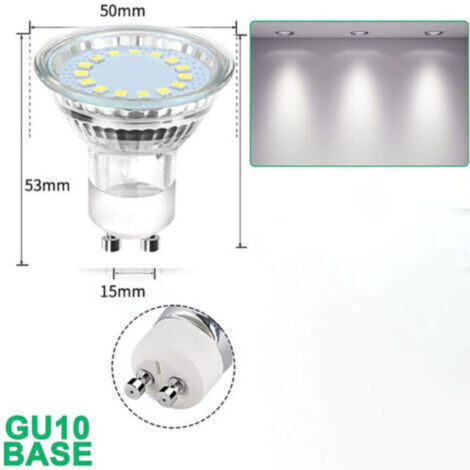 Ampoule LED GU10, 6500K, 4W, équivalent 50W lampe halogène, 450LM, Ampoule LED Spot Culot GU10, Non-dimmable, 230V, 110° Larges Faisceaux, Lot de 5