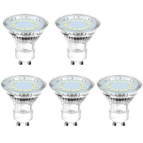 Ampoule LED GU10, 6500K, 4W, équivalent 50W lampe halogène, 450LM, Ampoule LED Spot Culot GU10, Non-dimmable, 230V, 110° Larges Faisceaux, Lot de 5