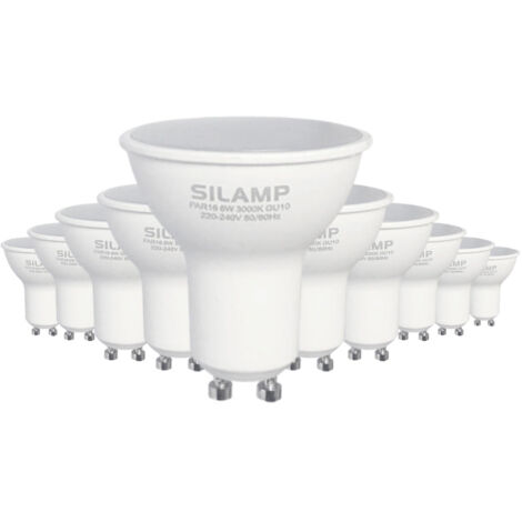 Ampoule LED GU10 6W 220V SMD2835 PAR16 10LED 90° - Pack de 10 / Blanc Froid  - SILUMEN