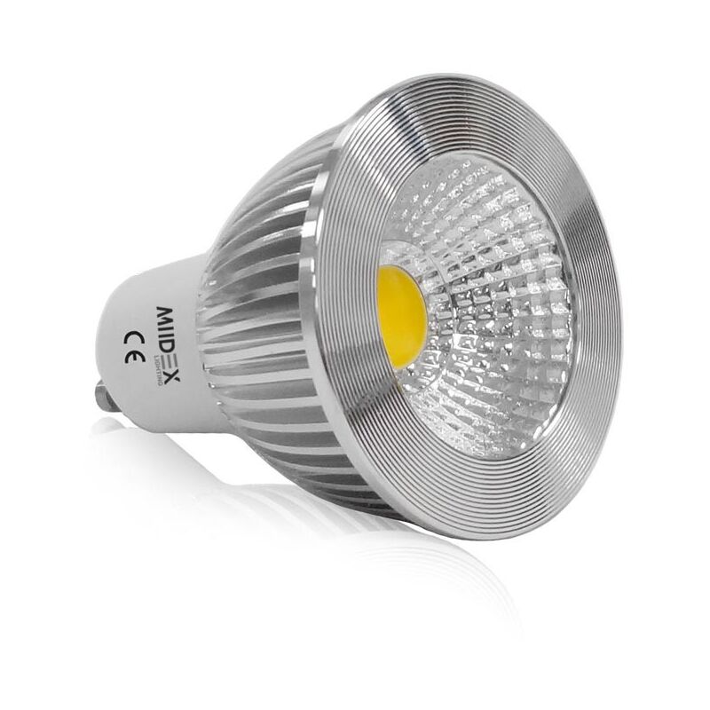 Ampoule led GU10 6W cob Aluminium 75° (Dimmable en option) Miidex Lighting blanc-chaud-3000k - non-dimmable