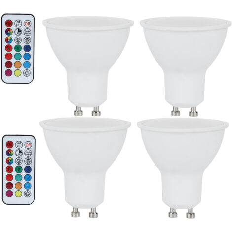 Ampoule LED GU10 RVB 3W avec Télécommande - Changement de Couleurs RGB pour Chambre, Hôtel, Bar, Couloir