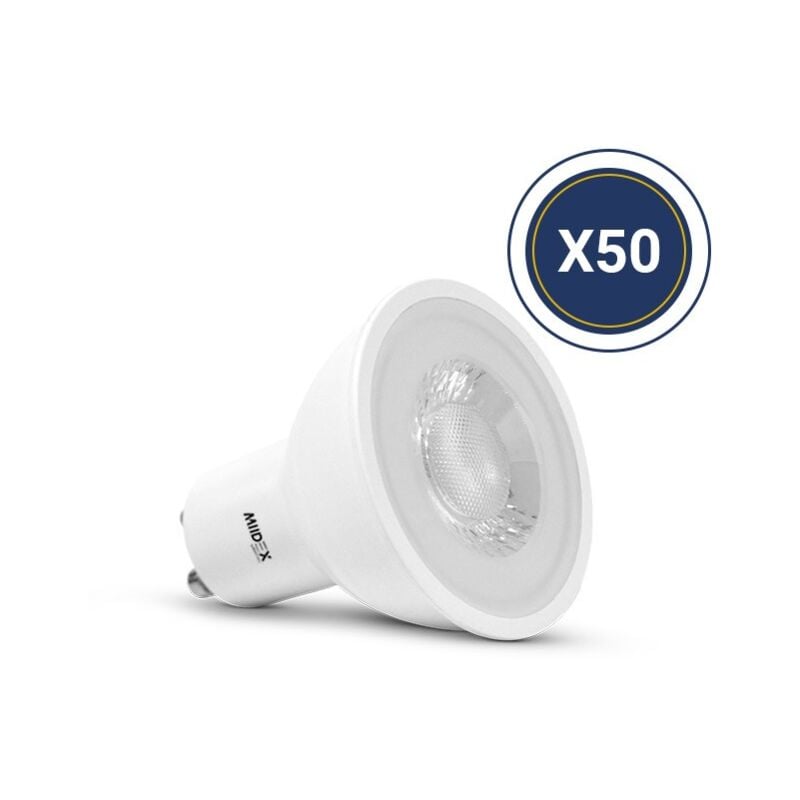 Pack de 50 Ampoules led GU10 7W 38° Miidex Lighting blanc-neutre-4000k - non-dimmable