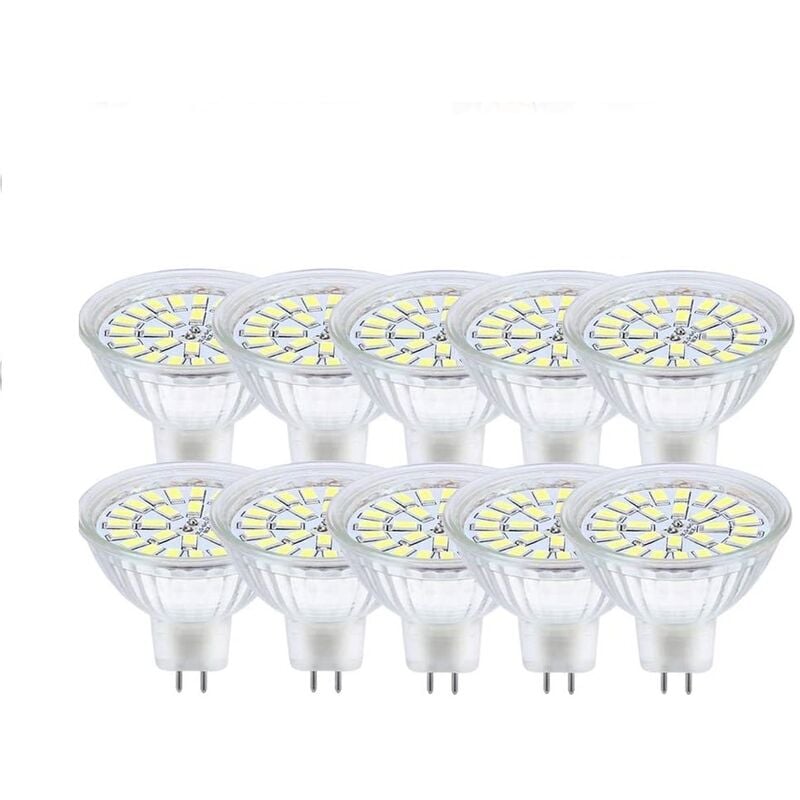 Ampoule led GU5.3 Blanc Froid 6000K, MR16 led 12V 3W Equivalent à 30W Halogène, Ampoules led Spot Non Dimmable, Lot de 10 [Classe énergétique f]