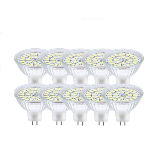 Ampoule LED GU5.3 Blanc Froid 6000K, MR16 LED 12V 3W Equivalent à 30W Halogène, Ampoules LED Spot Non Dimmable, Lot de 10 [Classe énergétique F]