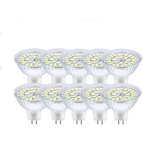 Ampoule LED GU5.3 Blanc Froid 6000K, MR16 LED 12V 3W Equivalent à 30W Halogène, Ampoules LED Spot Non Dimmable, Lot de 10 [Classe énergétique F]