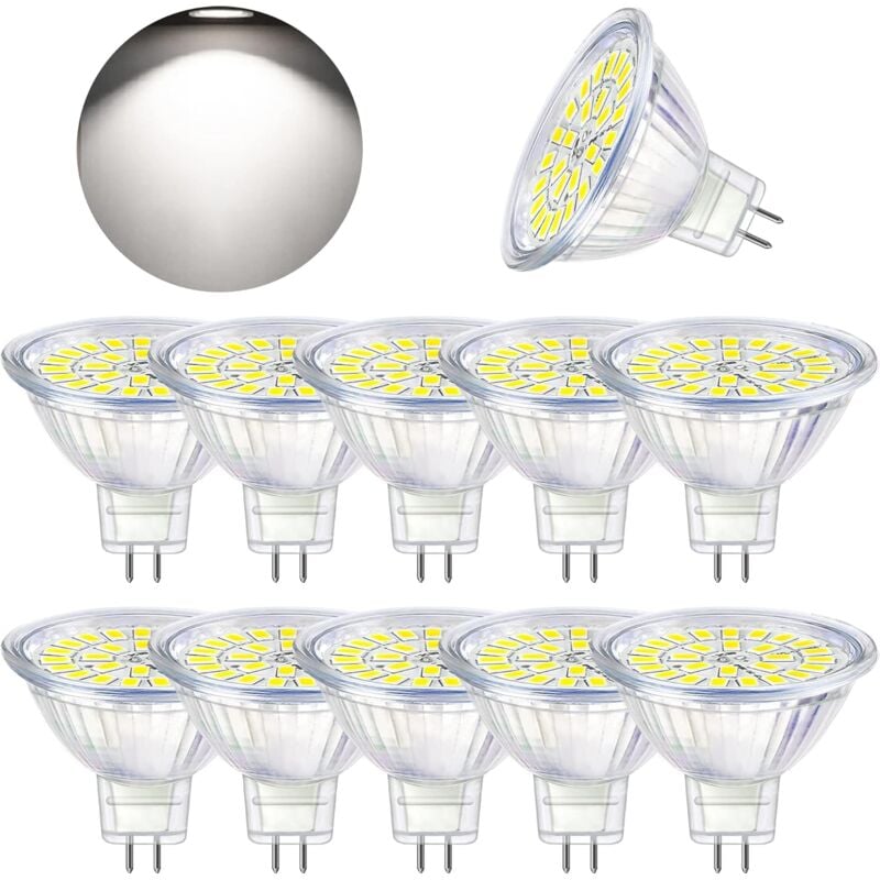 Ampoule led GU5.3 Blanc Froid 6000K, MR16 led 12V 5W Equivalent à 50W Halogène, Ampoules led Spot Non Dimmable, Lot de 10