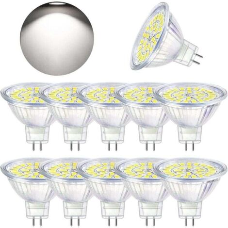 Ampoule LED GU5.3 Blanc Froid 6000K, MR16 LED 12V 5W Equivalent à 50W Halogène, Ampoules LED Spot Non Dimmable, Lot de 10