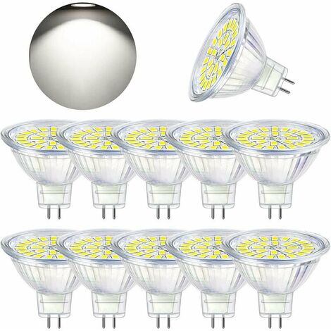 LUMTEN Ampoule LED GU5.3 Blanc Froid 6000K, MR16 LED 12V 5W Equivalent à 50W Halogène, Ampoules LED Spot Non Dimmable, Lot de 10