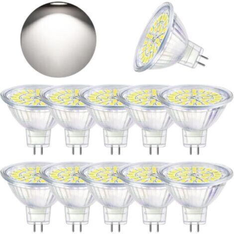 Ampoule LED GU5.3 Blanc Froid 6000K, MR16 LED 12V 5W Equivalent à 50W Halogène, Ampoules LED Spot Non Dimmable, Lot de 10 Ampoule LED GU5.3