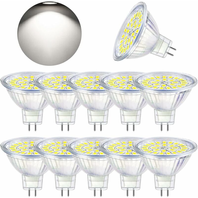 GABRIELLE Ampoule LED GU5.3 Blanc Froid 6000K, MR16 LED 12V 5W Equivalent à 50W Halogène, Ampoules LED Spot Non Dimmable, Lot de 10 [Classe