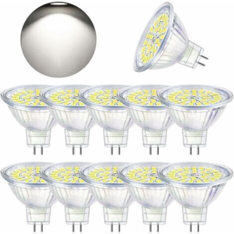 Ampoule LED GU5.3 Blanc Froid 6000K, MR16 LED 12V 5W Equivalent à 50W Halogène, Ampoules LED Spot Non Dimmable, Lot de 10 [Classe énergétique F]