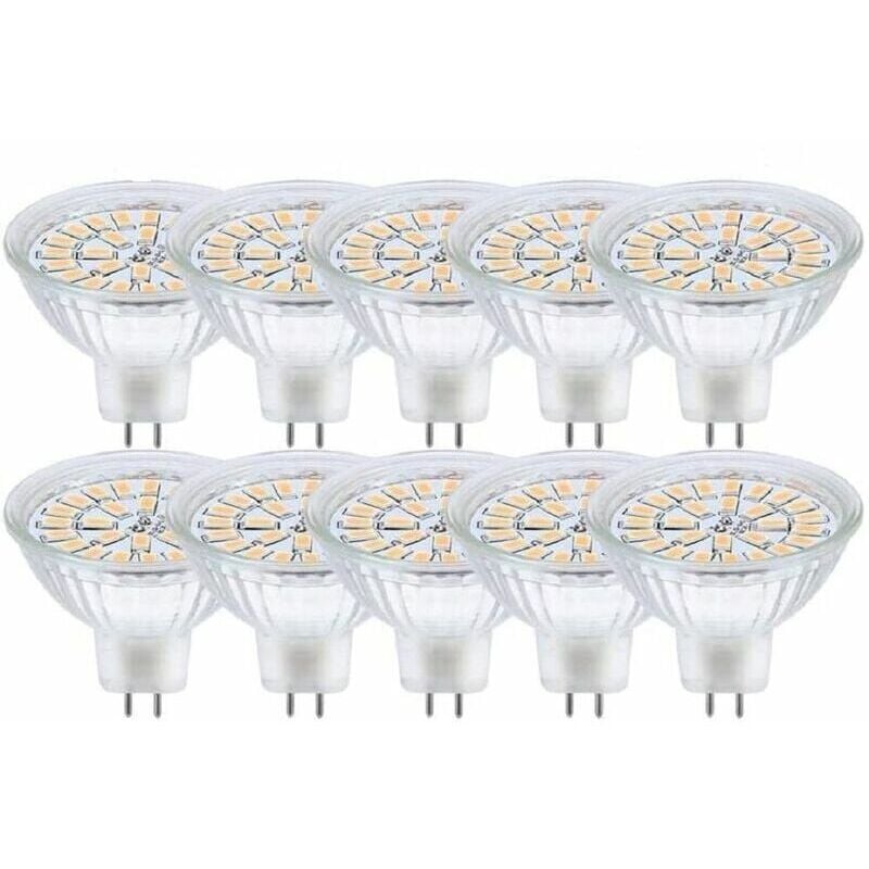 Ampoule led GU5.3, MR16 led 12V 3W Equivalent à 30W Lampe Halogène Blanc Chaud 3000K, Ampoules led Spot Non Dimmable, Lot de 10 [Classe énergétique f]