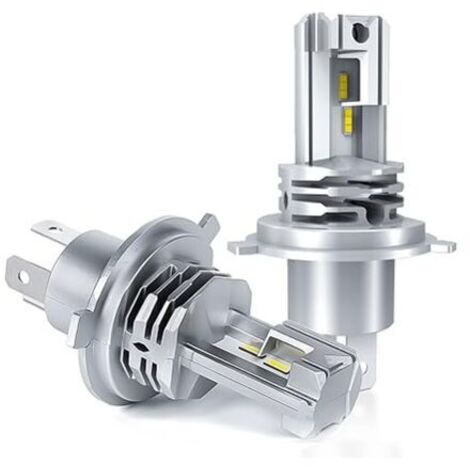 Ampoule LED H4, blanche 6 500 K, pour kit d'ampoule de phare de conversion de faisceau haut/bas de voiture 12 V-24 V. (2 pièces 9 cm 9,5 cm 5,5 cm)