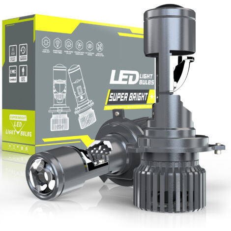 Ampoule LED H4 Phare Avant Moto Voiture 45W 5000LM 12V, Lentille Haute Luminosité, IP65 Étanche, Aluminium, Plug & Play, Culot d’Origine