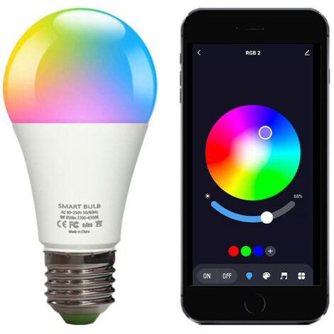Ampoule LED Intelligente Tuya Bluetooth 9W, RGBCW Dimmable A19, Compatible Alexa Google Home, 220-240V
