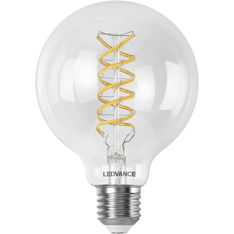 LEDVANCE Ampoule LED SMART+ WIFI, transparente, 8W, 806lm, forme globe 95mm et culot E27, lumière blanche réglable (2700-6500K), dimmable,