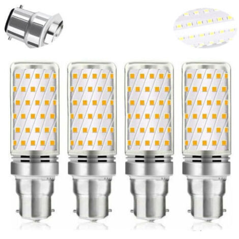 Ampoule LED Mais B22 16W Blanc Froid 6000K, 1600LM, Équivalent Halogène B22 100W-120W, AC 230V, Ampoule B22 pour Garage/Studio, non-dimmable, lot de 4 [Classe énergétique A] zhuoxuan