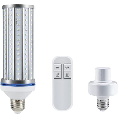 Ampoule LED maïs Super Lumineuse 60 W avec télécommande (équivalent 500 Watts) – Ampoules LED à culot E27 – Lumière du Jour 6000 K 6000 lumens, télécommande Intelligente intérieure